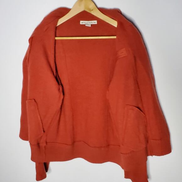 David Brooks Orange Boiled wool paneled ribbed sleeve zip up jacket - Picture 5 of 8